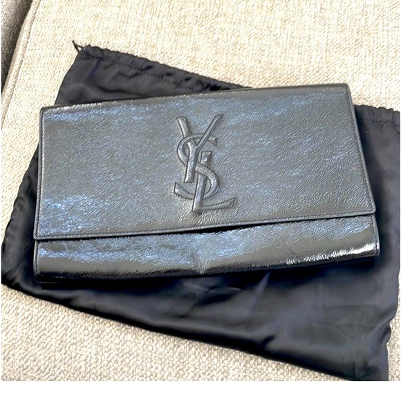 Yves Saint Laurent Handbags - YSL Patient Leather Black Clutch Bag